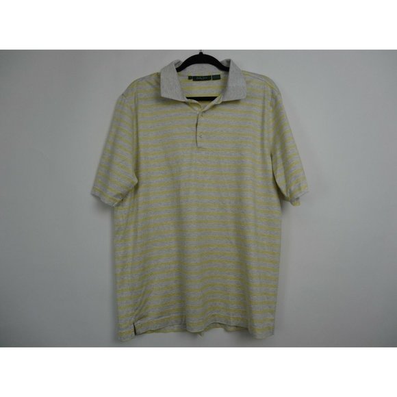 BOBBY JONES YELLON AND GREY PATTERN 100% COTTON POLO SHIRT SIZE LARGE - Picture 2 of 6